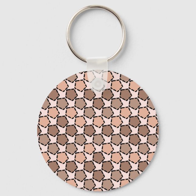 Chaveiro Pentágonos castanhos simétricos com bordas traceja (Frente)