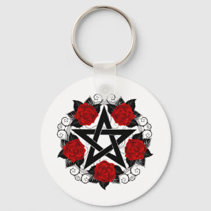 Chaveiro Pentagrama com Rosas vermelhas