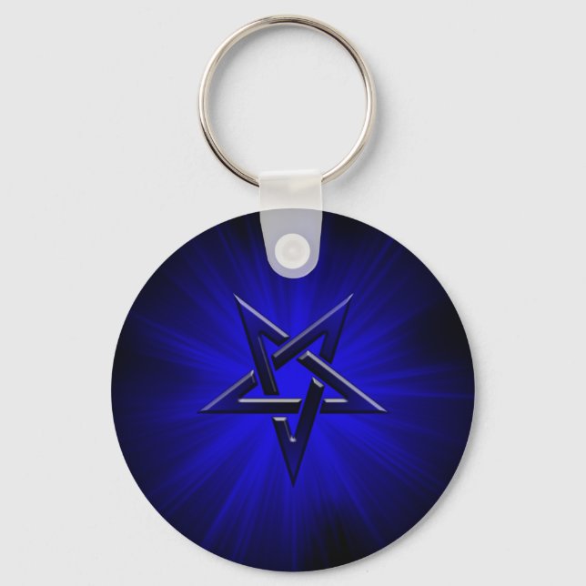 Chaveiro Pentagrama Invertido Azul Minúsculo (Frente)