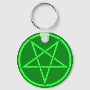 Chaveiro Pentagrama verde de estilo neon