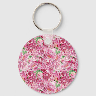 Chaveiro Peônias cor-de-água rosa