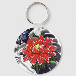 Chaveiro Peony Flower - design de tatuagem japonesa