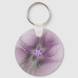 Chaveiro Pequena Beleza Moderno Cinza Mauve Arte Fractal Fl
