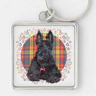 Chaveiro Pequeno Cachorro Scottie Tartan
