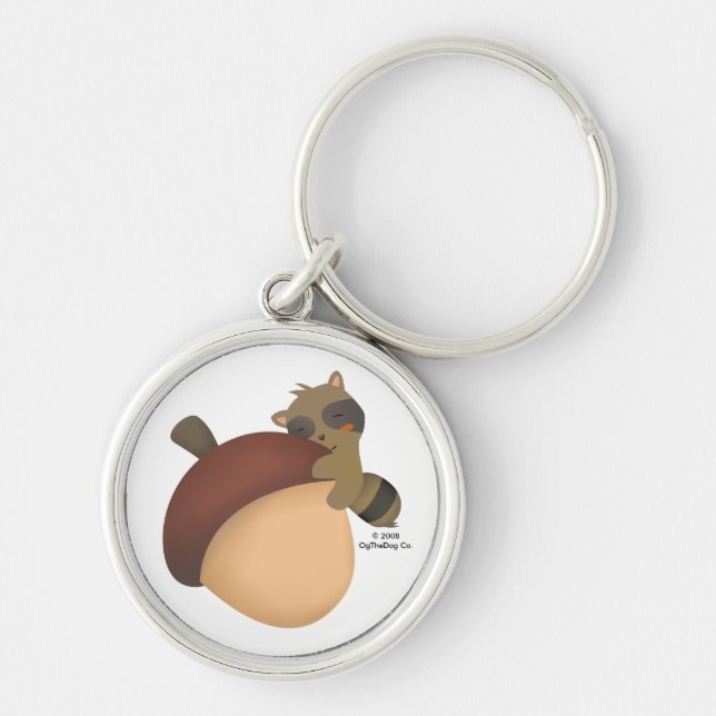 Chaveiro pequeno do branco do Racoon (Frente)