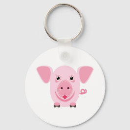 Chaveiro Pequeno e feliz porco rosa