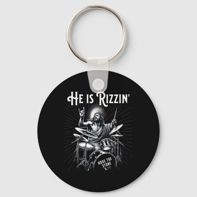 Chaveiro Percussion Drum Engraçado Rizz Ele É Rizzin Jesus  (Frente)