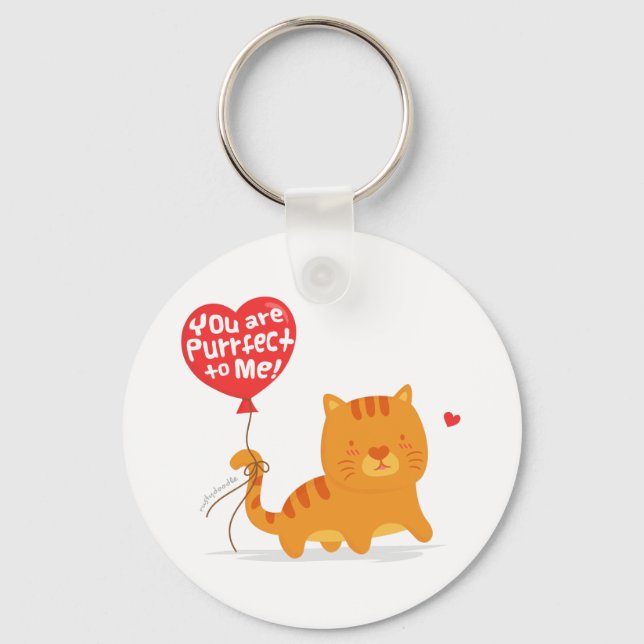 Chaveiro Perfeito Para Mim Gatinho Fofo Trocadilho Romântic (Frente)