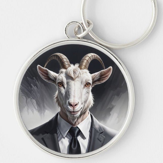 Chaveiro personagem de bode engraçado vestido de terno surr (Frente)