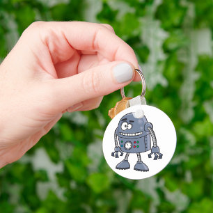 Chaveiro Personagem de Robô Engraçado Fofo Azul Retro