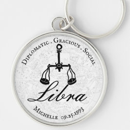 Chaveiro Personalidade Branca da Astrologia de Libra Zodiac