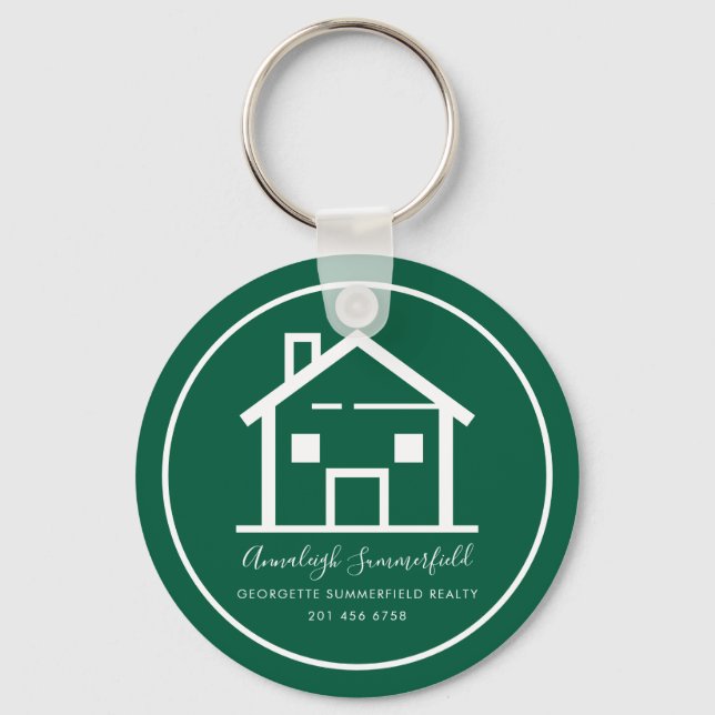 Chaveiro Personalidade Verde Imobiliária Mínima Moderna (Frente)