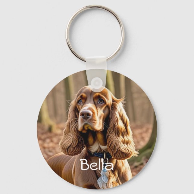 Chaveiro Personalização do Spaniel do Cocker de Fotografia  (Frente)