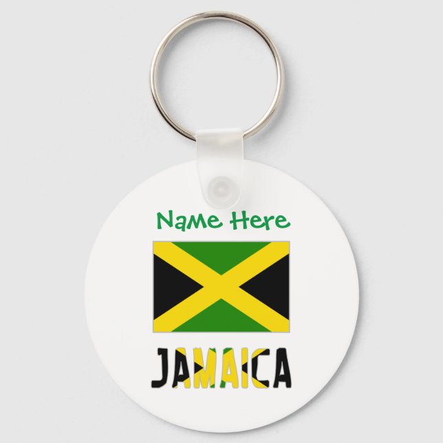 Chaveiro Personalização Verde da bandeira jamaicana e Jamai (Frente)