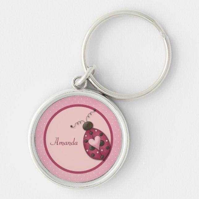 Chaveiro personalizada Ladybug rosa (Frente)