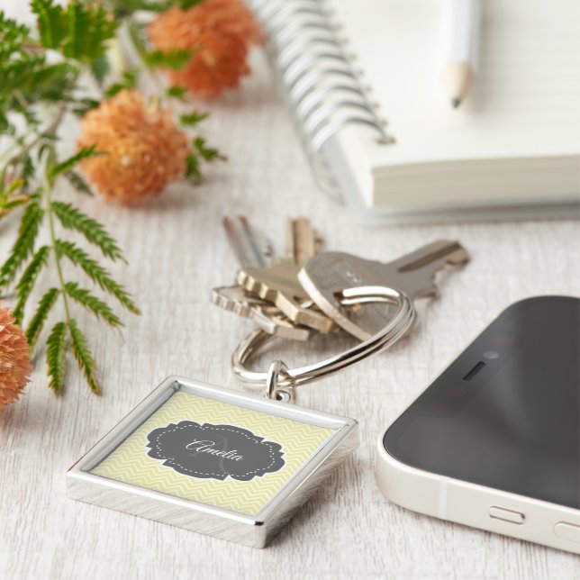 Chaveiro Personalizado Chevron Amarelo (Lateral)