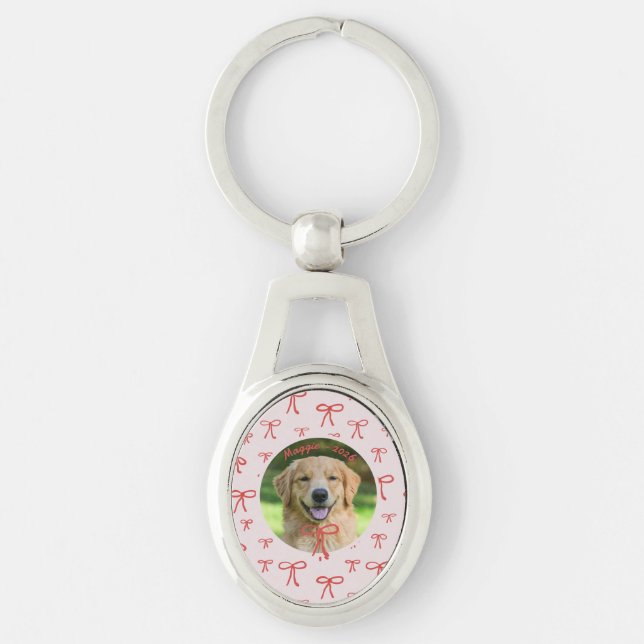 Chaveiro Personalizado com Foto do Pet e Laço Coqu (Frente)