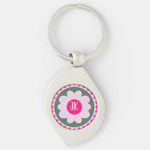 Chaveiro Personalizado com Redemoinho Floral Rosa