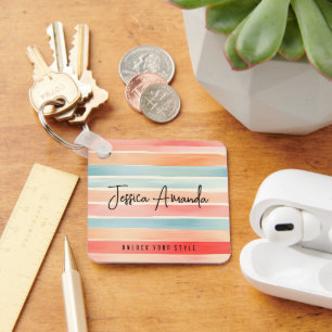 Chaveiro Personalizado Cores Vibrantes Faixa Aquarela