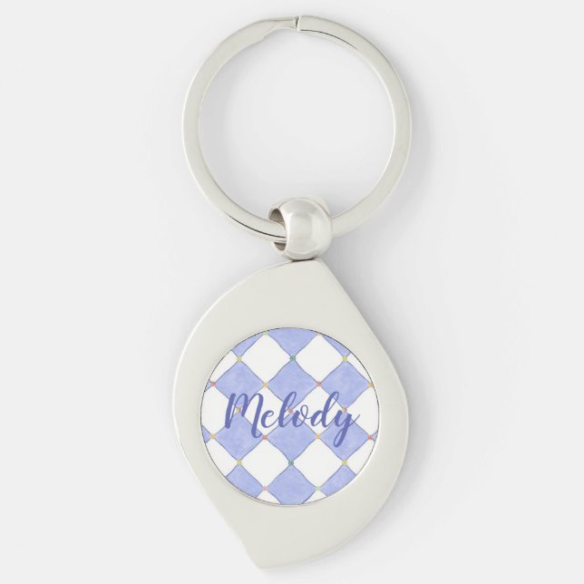 Chaveiro personalizado das verificações a azul e b (Frente)