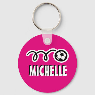 Chaveiro personalizado de bola de futebol rosa par