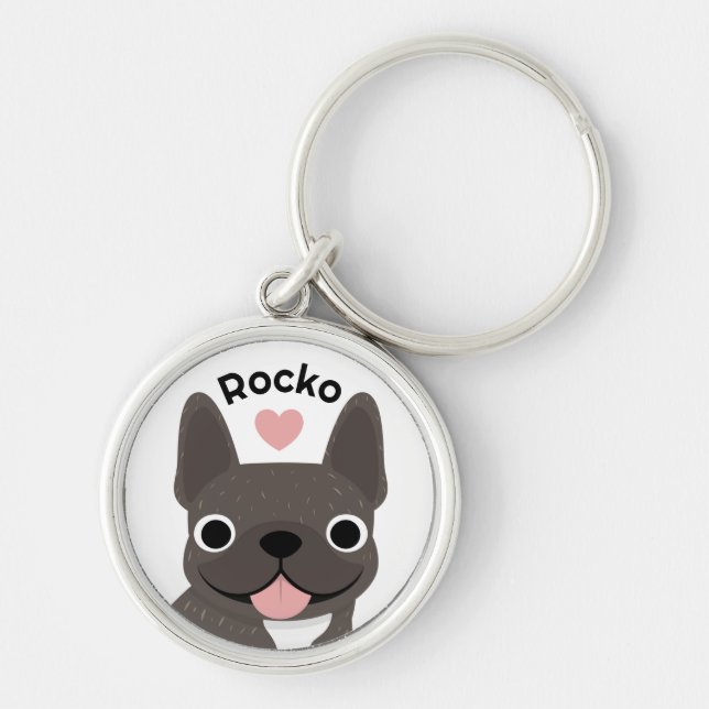Chaveiro Personalizado de Bulldog Francês com Nome (Frente)