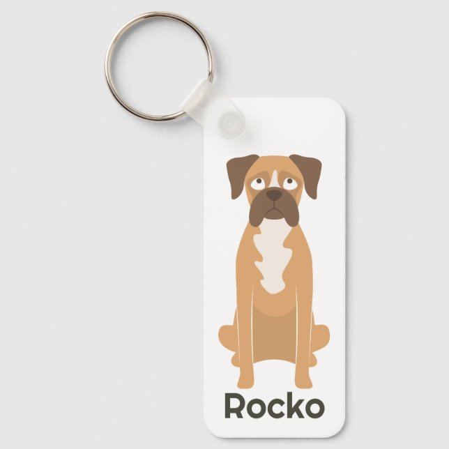 Chaveiro Personalizado de Cachorro Boxer com Nome (Frente)