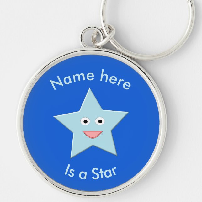 Chaveiro Personalizado de Estrela de Celebração Az (Frente)