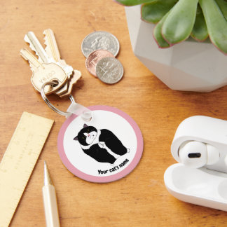 Chaveiro Personalizado de Gato Tuxedo Fofo