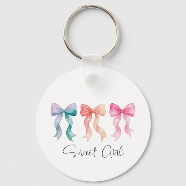 Chaveiro Personalizado de Menina Doce | Laço com N (Frente)