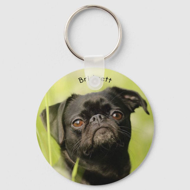 Chaveiro Personalizado de Pug Preto (Frente)