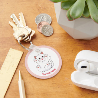 Chaveiro Personalizado Gato Branco Fofinho