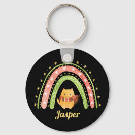 Chaveiro Personalizado Gato de Natal e Arco-íris