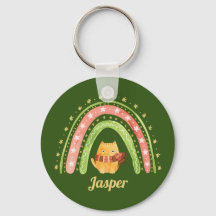 Chaveiro Personalizado Gato de Natal e Arco-íris