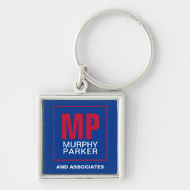 Chaveiro Personalizado Moderno Azul Vermelho Branco Monogra