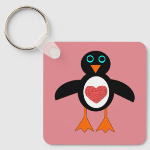 Chaveiro Personalizado Pinguim Coração de Amor Bonito