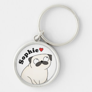 Chaveiro Personalizado Pug com Nome, Presente Pug