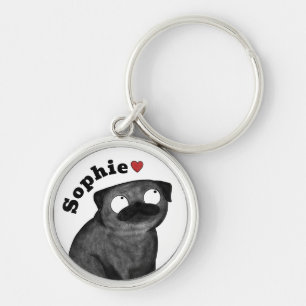 Chaveiro Personalizado Pug com Nome, Presente Pug