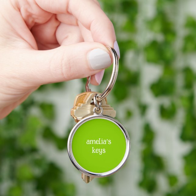 Chaveiro Personalizado Verde Brilhante Moderno (Mão)