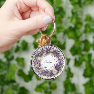 Chaveiro personalizado vintage provence lavanda monograma