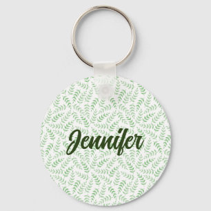 Chaveiro PERSONALIZAR   Bonito padrão de folhas verdes simp