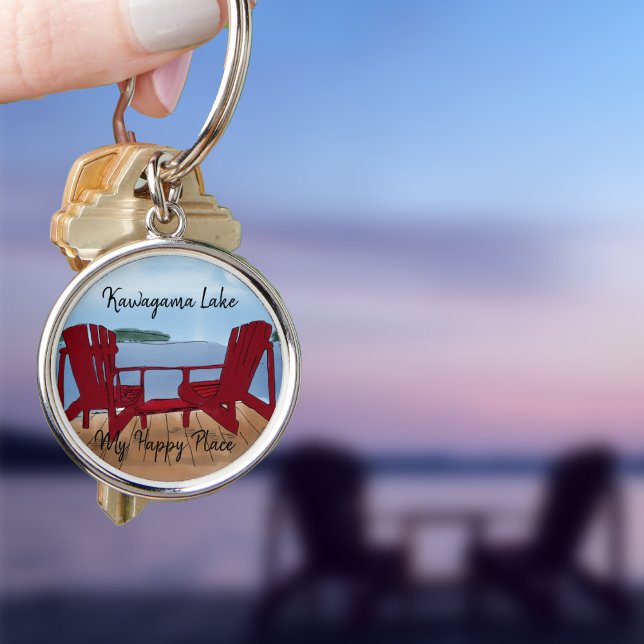 Chaveiro Personalizar Meu Lugar Feliz (Keep the keys to your cabin sayfe with cute customised lake view keyrings.)