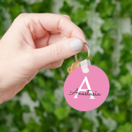 Chaveiro Personalizar Nome de Fundo Rosa