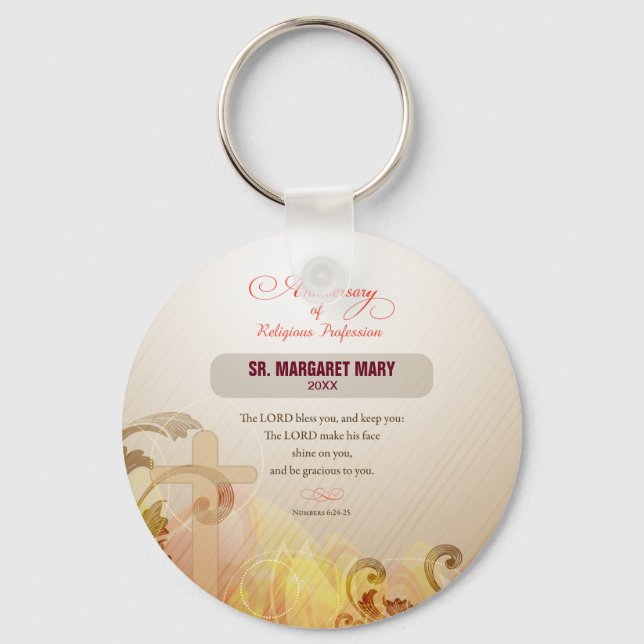 Chaveiro Personalizar nome e ano freira, 60 anos religioso (Frente)