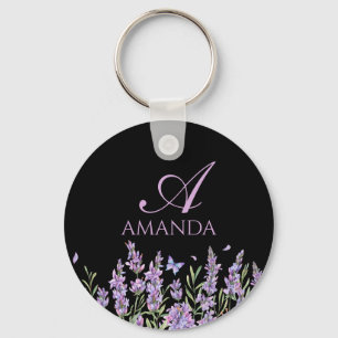 Chaveiro Personalizar nome Lavanda roxa preto