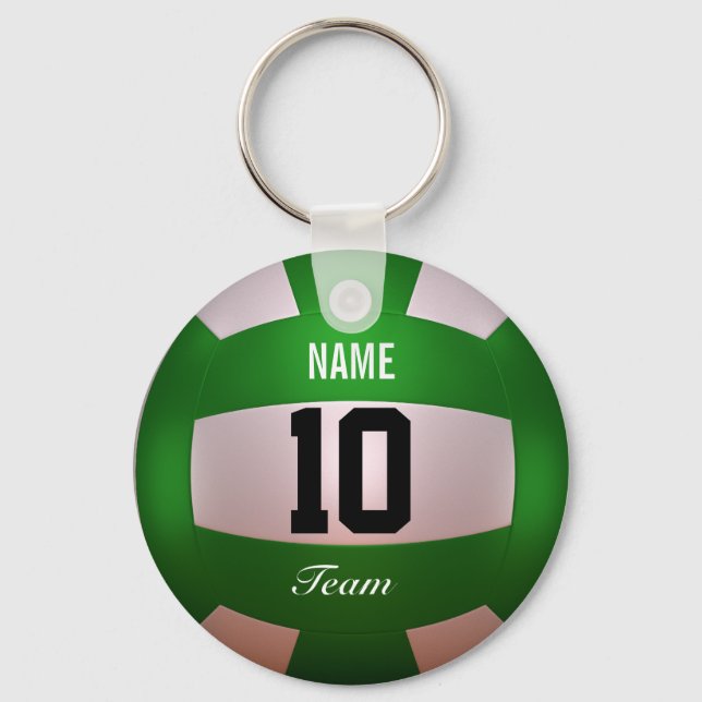 Chaveiro Personalizar o Verde da Floresta de Voleibol (Frente)