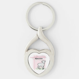 Chaveiro Personalizável, Batismo, Rosa, Menina, Cordeiro