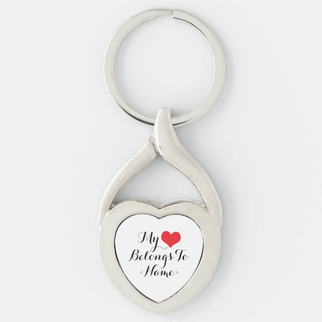 Chaveiro Personalize Meu Coração Pertence A<Name> (Frente)