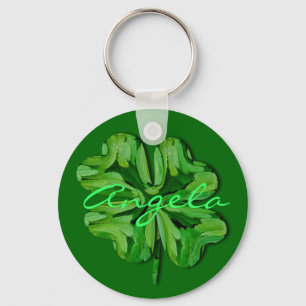 Chaveiro (Personalize) trevo de quatro folhas com nome