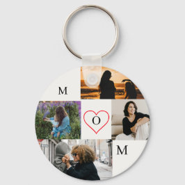 Chaveiro Personalized 4-Photo Collage Mom Monogram
